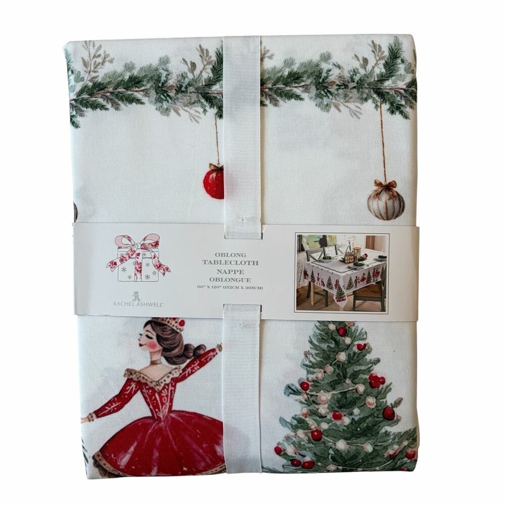 Rachel Ashwell Nutcracker Ballet Tablecloth 60x120 Christmas Shabby Chic NEW